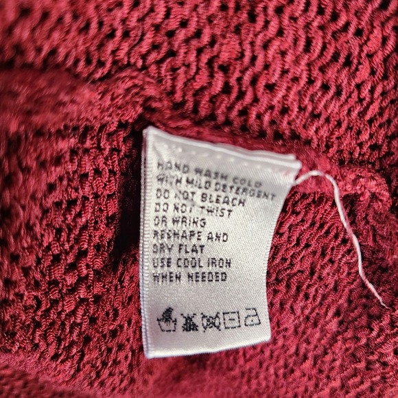 August Silk Woman Cardigan Sweater 3X Burgundy Red Open Front Knit Layering - Picture 7 of 11